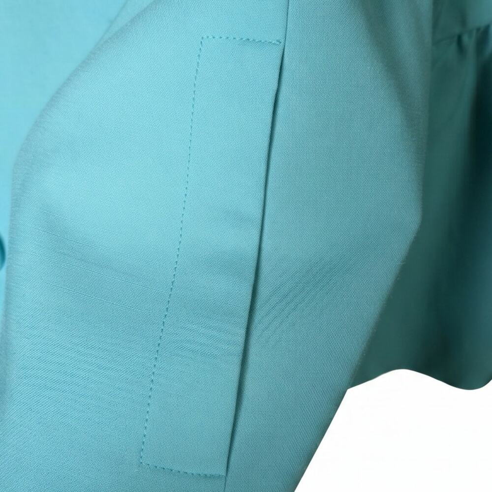 NWT Per Se Teal Double-Breasted Cropped Jacket | Funnel Neck 98% Wool - Picture 7 of 11